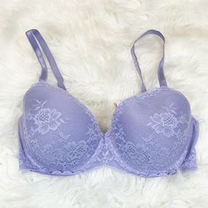 Victorias Secret Dream Angels Lined Demi Bra Lavender Lace Underwire Womens 34DD